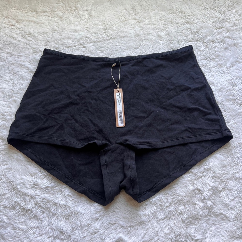 Skims Cotton Logo Hot Pant Soot Black High Waist Boyshort BO-SHO-2643 3X NEW